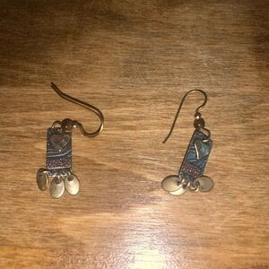 Gold and Brown Dangle Earrings